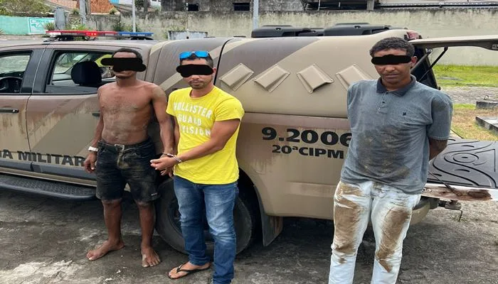 Trio é preso pela PM após assalto na BA-515, em Teodoro Sampaio - Foto: Reprodução