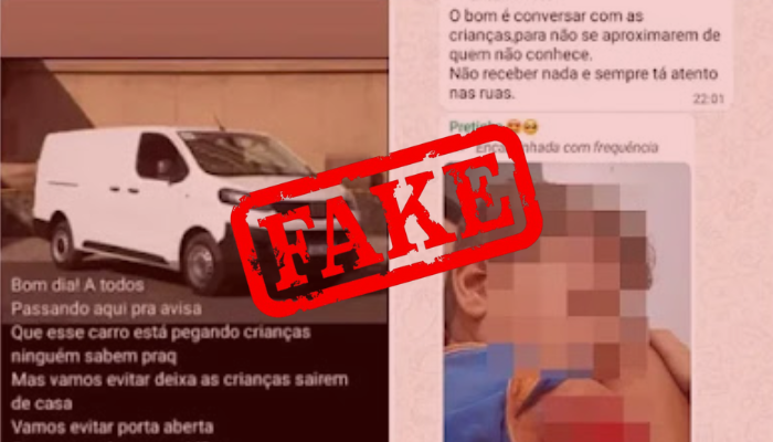 Mensagens falsas sobre sequestros de crianças circulam nas redes sociais - Foto: Reprodução